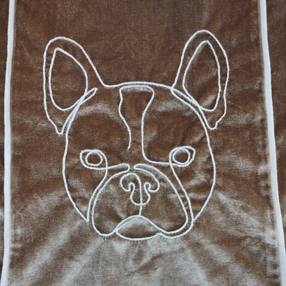 Hand Embroidered Frenchie Velvet Tee, Size Medium - Picture 5 of 8